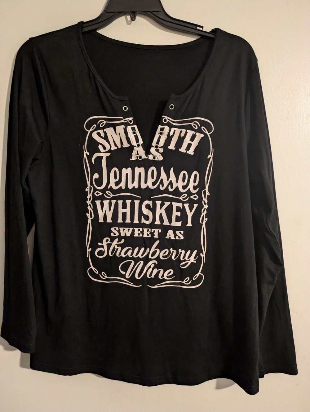 Tennessee Whiskey Strawberry Wine Lace Up Top Black XL Country